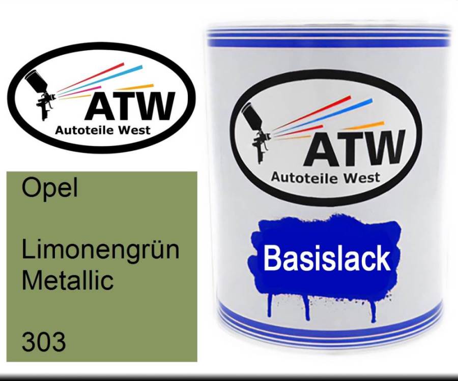 Opel, Limonengrün Metallic, 303: 1L Lackdose, von ATW Autoteile West.
